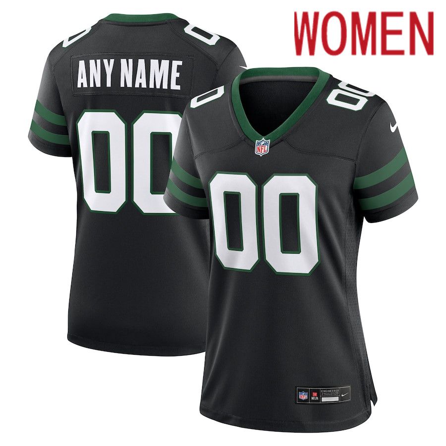 Women New York Jets Nike Legacy Black Alternate Custom Game NFL Jersey